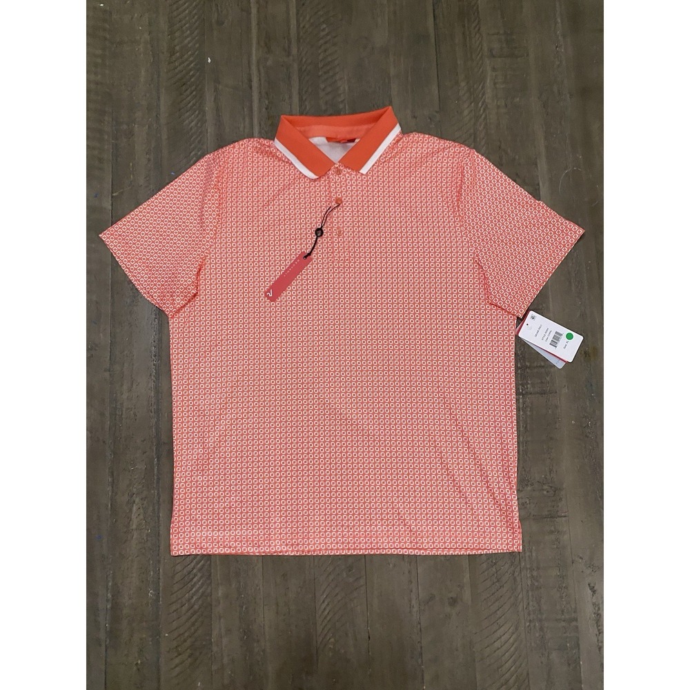 Redvanly Devine Golf Polo XLARGE CORAL Mens Geometric Athletic Lux NWT